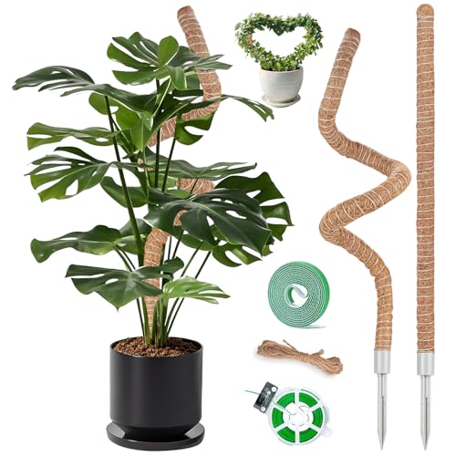 2 Pack Moss Pole, 28 Inch Monstera Plant Support, Moss Poles for Climbing Indoor Plants, Bendable Coco Coir Plant Support Stakes for Potted Plants, Pothos, Philodendron