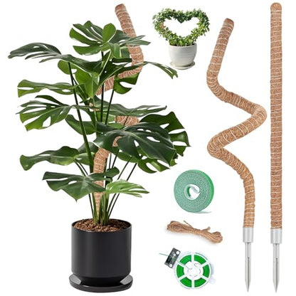 2 Pack Moss Pole, 28 Inch Monstera Plant Support, Moss Poles for Climbing Indoor Plants, Bendable Coco Coir Plant Support Stakes for Potted Plants, Pothos, Philodendron