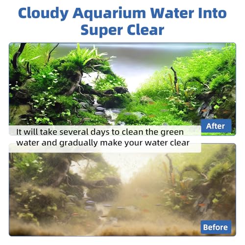 hygger 9W Aquarium U-V Light with Timer, 360° Protective Shield Clean Light for Crystal Clear Green Water, Submersible Fish Tank Cleaner for 60–100 Gallon Freshwater & Saltwater Aquariums - size: 1.97 x 10.43 inches