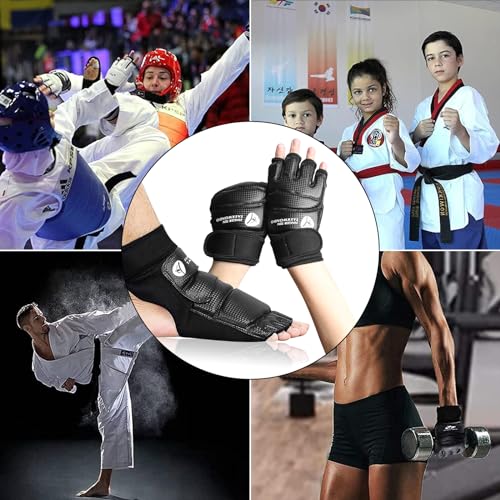 FINGER TEN Taekwondo Sparring Gear Hand & Foot Protector - color: Black, size: Medium