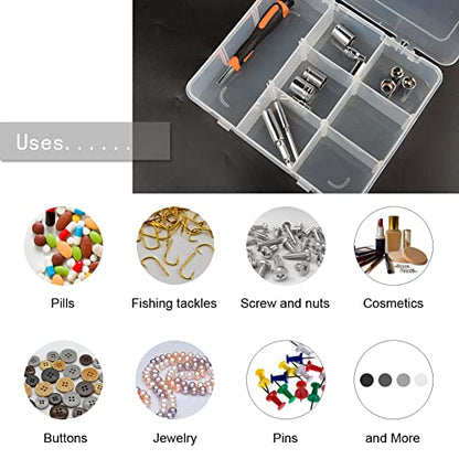 9 Grids 2 Pack Plastic Storage Compartment Organizer Container with Adjustable Dividers for Crafts, Earrings, Screws, Nail, Pins and More (2)