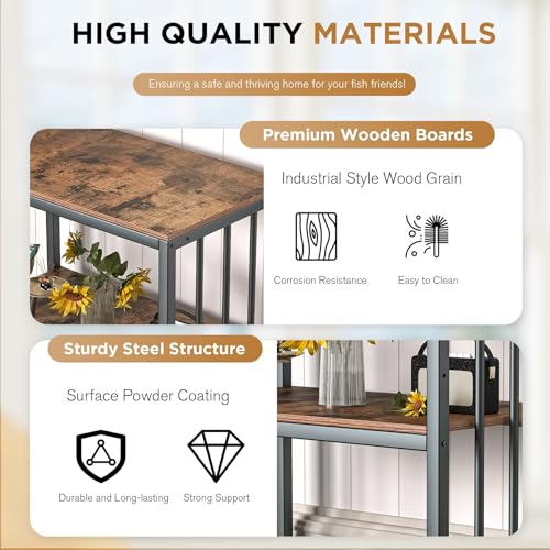 20-29 Gallon Fish Tank Stand, Adjustable 2-Tier Metal Aquarium Stand with Shelf for Fish Tank Accessories Storage,Turtle Reptile Terrariums Stand Rack for Home Office,Tank not included