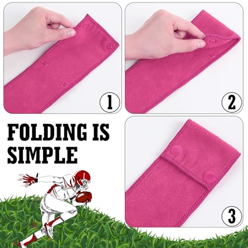 Fanfanwin 6 Pcs Football Towels with Buttons Quick Dry Sports, Pink | Button Design Prevents Slipping, Quick Dry Basketball Workout, Lightweight Sweat Absorbent Towels Athletes Gym Training Use - color: Pink