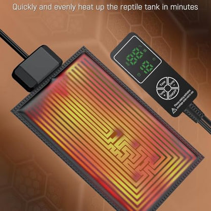 5W Reptile Heat Pad with Digital Thermostat & Timer 7 X 5Inch Reptile Heating Pad Tank Heater Terrarium Heat Mat US Plug