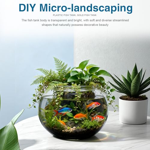 25.36 oz Mini Plastic Fish Bowl Unbreakable Shatterproof Decorative Goldfish Tank Round Vase for Desktop Home Decor Party Centerpieces