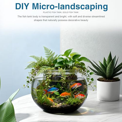 25.36 oz Mini Plastic Fish Bowl Unbreakable Shatterproof Decorative Goldfish Tank Round Vase for Desktop Home Decor Party Centerpieces