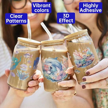 UV DTF Cup Wrap Transfer Stickers Rub On Transfers 4 Sheets Art Guru Tumblers Water Bottles Mugs Glasses Cups - style: Art Guru