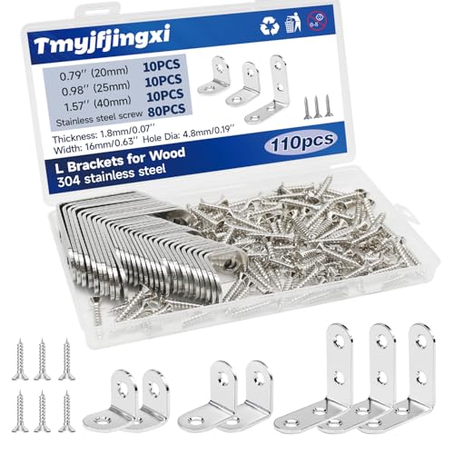 30Pcs Silver L Corner Brackets for Wood 3Sizes Angle L Shelf Brackets for Shelves Heavy Duty Furniture with 80Pcs Screws (0.79x0.79inch 1x1inch 1.57x1.57inch) YY025-S - color: Silver, size: 3Sizes