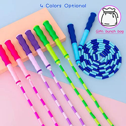 Jump Rope for Kids Girls and Boys, Soft Beaded Jump Ropes, Adjustable Skipping Rope, Tangle-Free Segmented Rope for Kid and Women Men Adults Exercise, Keeping Fit, Training - 9.2Ft - color: Blue&Green