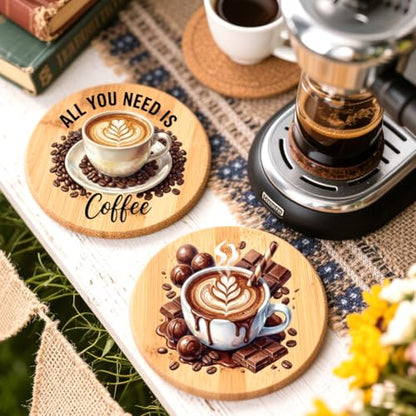 Peacoblue 18 Sheets Rub on Transfers for Crafts, Coffee 3.6"x3.9" UV DTF Cup Wraps Waterproof Cold Transfers Stickers for Wood Glass Metal Cup Tumblers Mirrors Mugs Home Decor - style: Coffee