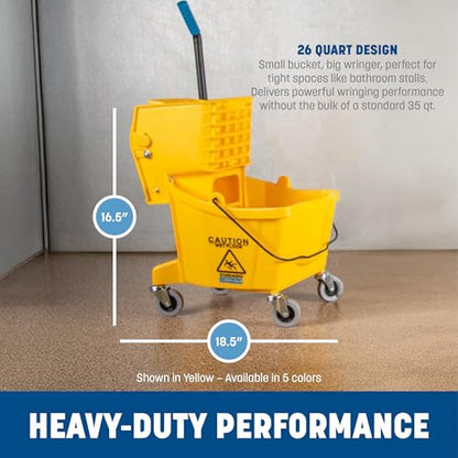 SPARTA Commercial Mop Bucket With Side Press Wringer, Floor Cleaning Essentials for Commercial and Home Use 26 Quart Capacity, 1 Count, Blue - color: Blue