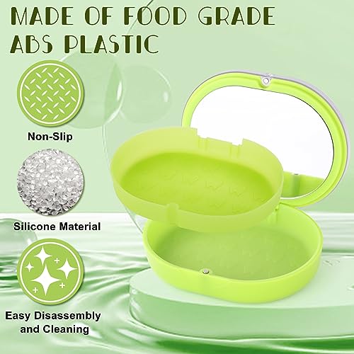 New Double-layer Aligner Case with Belt Chewing,Removal Tool,Cleaning Brush,Built in Mirror Orthodontic Case - color: green