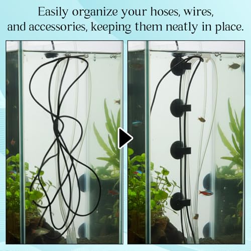 20 Pcs Aquarium Suction Cups with Clips Small Suction Cup Wire Holder Fish Tank Air Pump Accessories for 3/16" Air Hose Holder