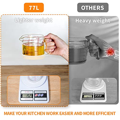 Glass Measuring Cup, 1 1/4-Cup/300 ML Liquid Measuring Cups, Measuring Cup With Handle and V-Shaped Spout, Glass Beaker with Three Scales (OZ, Cup, ML), Dishwasher/Freezer/Microwave Safe - size: 1 1/4 Cup / 300 mL