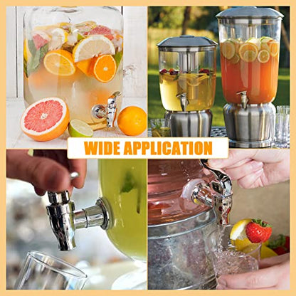 2 Pcs Replacement Spigot for Beverage Dispenser, Silver Push Style Beverage Dispenser Carafe Spigot Water Dispenser Replacement Spout Faucet