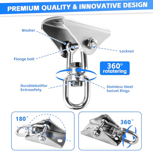 Heavy Duty Stainless Steel Punching Bag Hanger, Hammock Hanging Kit with Swing Chain & Carabiners, Heavy Bag Mount for Boxing Bags Hanging Chair Hammocks Swing Yoga