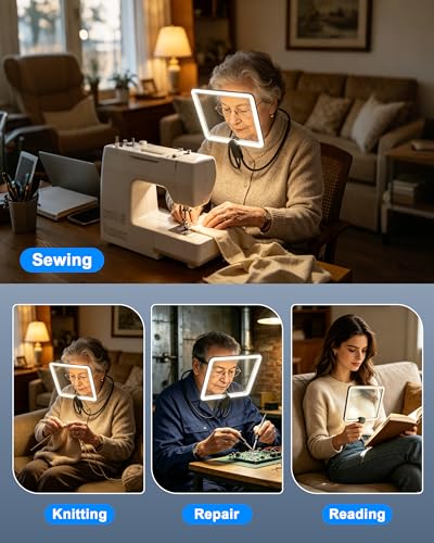 Neck Magnifying Glass with Light Hands Free,10X Large Lighted Magnifying Glass with 3 Modes,Full Book Page Magnifiers Flexible Gooseneck Magnifier for Close Work Reading Sewing Senior with Aging Eyes