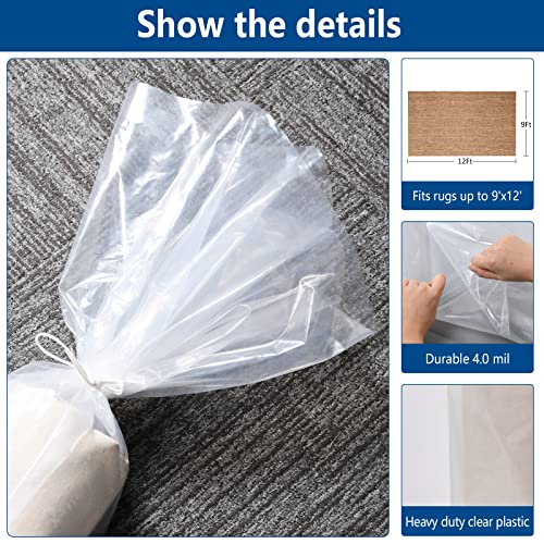 3 Count Giant Plastic Rug Storage Bag 26"W x 130"L Carpet Storage Bags Fits Rug up to 9'x12' Perfect for Indoor Outdoor Carpet Storage, Moving and Shipping - size: 26x130"(3 Count)