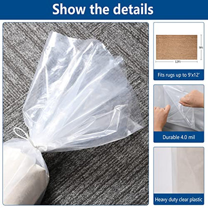 3 Count Giant Plastic Rug Storage Bag 26"W x 130"L Carpet Storage Bags Fits Rug up to 9'x12' Perfect for Indoor Outdoor Carpet Storage, Moving and Shipping - size: 26x130"(3 Count)