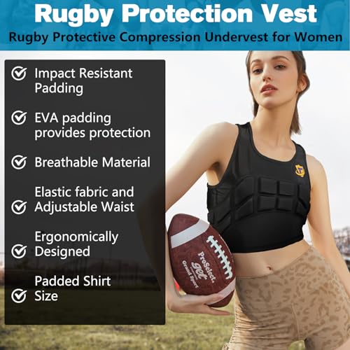 Women Padded Compression Vest, Impact Vest for Women, Chest Breast Rib Protection Vest for Sports, Karate, Football, Basketball - size: Small, style: Impact Padded Vest