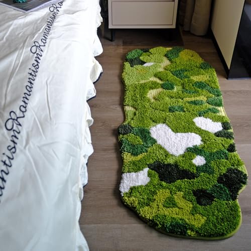 Moss Forest Bathroom Rug, Cute Cozy Green Plant Tufted Mat, Ultra Soft Microfiber, TPR Holder Backing, Absorbent Machine Washable, for Sink Bar, Shower and Bedroom, 19.7" x 31.5", Lawn - color: Lawn