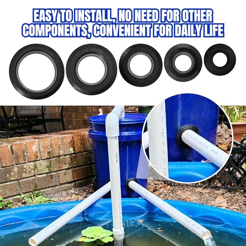 1 1/2 Inch Flexible Uniseal Tank Adapter Bulkhead Fittings for PVC Hard Pipe, Flexible Pipe-to-Tank Seal for Water Tanks, Rain Barrels and Hydroponics (1.5inch-6pc)
