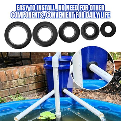 1 1/2 Inch Flexible Uniseal Tank Adapter Bulkhead Fittings for PVC Hard Pipe, Flexible Pipe-to-Tank Seal for Water Tanks, Rain Barrels and Hydroponics (1.5inch-6pc)
