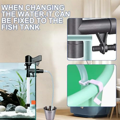 Fish Tank Cleaner Kit with Digital Thermometer, Gravel Vacuum for Aquarium, Aquarium Vacuum & Siphon, Fish Tank Cleaning Kit, Safe for Shrimp & Small Fish