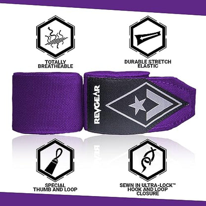 Revgear Pro Series Elastic Boxing Wraps for Men, Hand Wraps for Boxing Gloves, Muay Thai Hand Wraps, Wrist Wraps Boxing, Boxing Hand Wraps for Men, Boxing Wraps for Women, MMA Wraps - 180 Inch Purple