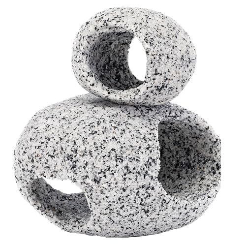 Penn-Plax Deco-Replicas Granite Aquarium Ornament & Hideaway 2 Piece Set – Realistic Stone Appearance – Safe for Freshwater and Saltwater Tanks – Small & Medium (RR1074) - size: Small & Medium