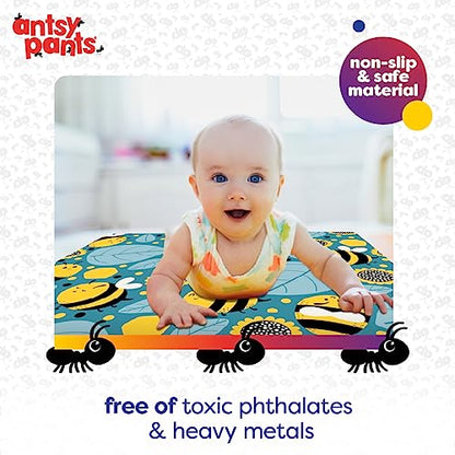 Antsy Pants Kids Yoga Mat - Non-Slip Exercise Mat, 60" x 24", 3mm - color: Yellow Bumble Bees