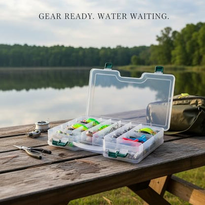 Portable Fishing Tackle Box with Handle, Durable PVC Storage Case for Lures and Hooks, 13 x 3.3 x 1.6 Inches - color: Clear