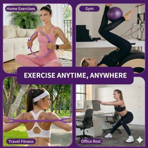 15PCS Pilates Kit for Home Workouts - Complete Set with Pilates Ring, Exercise Ball, Resistance Bands, Core Sliders & Workout Guide - Full Body Toning & Core Strength for Women Beginners