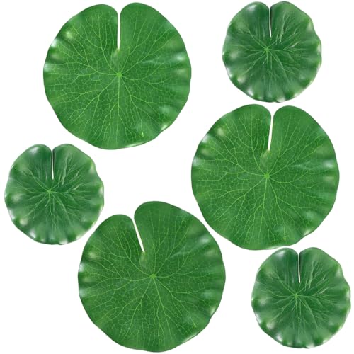 6Pcs Floating Lily Pads for Ponds: Realistic Lily Pads Leaves, Artificial Floating Foam Lotus Leaves Pond Decor for Pond Pool Koi Fish Patio Aquarium