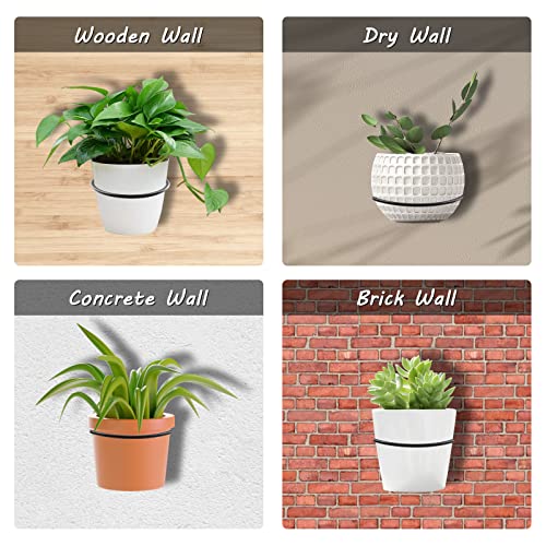 Jiozermi 2-Pack 4 inch Flower Pot Holder Ring, Wall Mounted Metal Planter Hanger, Indoor Use, Matte Black, 40 lbs Capacity - size: 4"