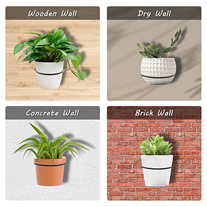 Jiozermi 2-Pack 4 inch Flower Pot Holder Ring, Wall Mounted Metal Planter Hanger, Indoor Use, Matte Black, 40 lbs Capacity - size: 4"