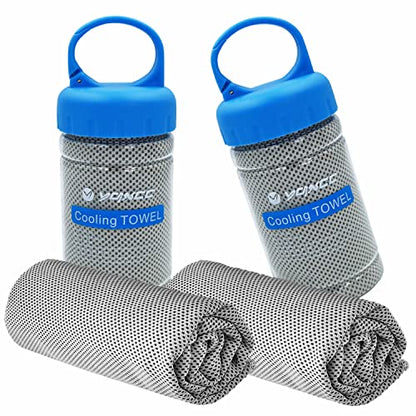 YQXCC 2 Pack Cooling Towels (47"x12"), Ice Cool Towel for Neck & Face - color: 2*light Gray