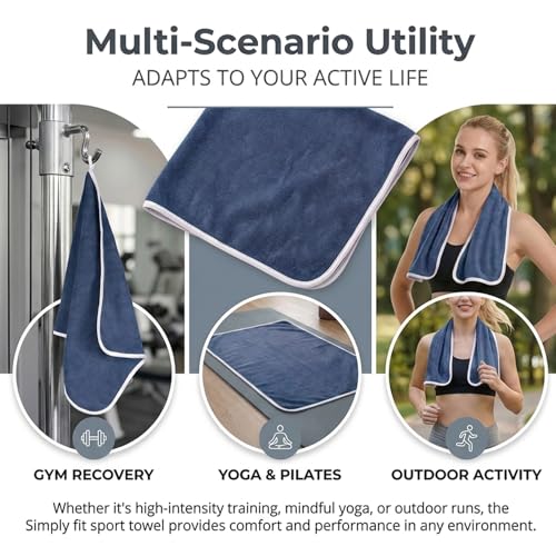 Microfiber Gym Towel 11.9 x 43.3 in, 1 Pack, Quick Dry, Soft for Yoga - color: Blue