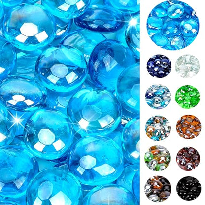 OnlyFire Fire Pit Glass Rocks 10 lbs, High Luster Fire Glass Beads 1/2 Inch, Tempered Glass Marbles for Propane/Natural Gas Fire Pit, Fireplace, Multicolor & Blends Available - color: Caribbean Blue
