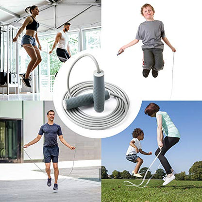 Weighted Jump Rope Workout-1LB Professional Skipping Rope with Adjustable Length and Silicone Comfortable Grips,Heavy Jumpropes Adults Fitness Women Men,Cardio Boxing Endurance Training Exercise - color: Gray