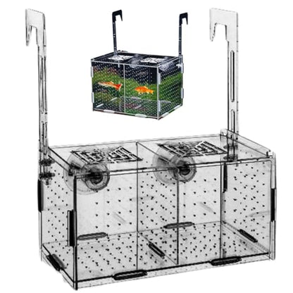 Breeding Box for Fish Tank, Fish Breeding Box, Transparent Insulation Breeder 8x4x4 Detachable Acrylic Small Tank with Suction Cups for Shrimp, Clown, Guppy