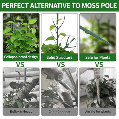 30Pcs Stackable Monstera Plant Support Stakes for Indoor Plants, Climbing Plant Support Kit with Stem Supports & Garden Wire for Philodendron, Pothos & Vine Plants