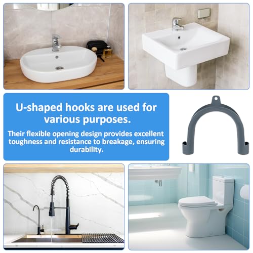 2Pack U-Shaped Washing Machine Drain Hose Holder Hook, U-Shaped Drain Clamp, U-Bend Hose Holder Hook for Laundry Tub Fits 1-1/4" Pipe Secure Holders for Laundry Room Organization
