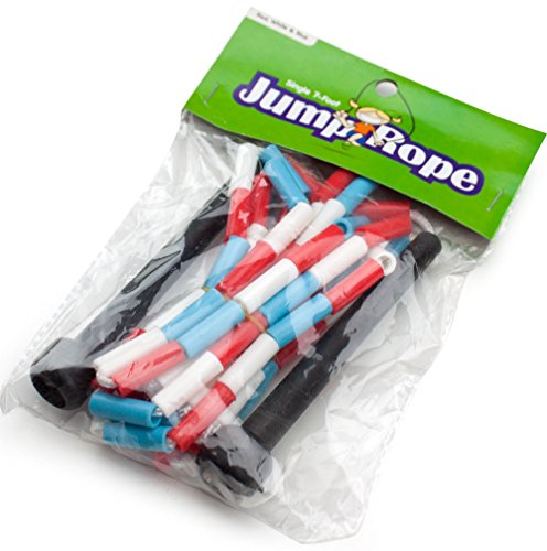 K-Roo Sports Jump Rope with Plastic Beaded Segmentation - color: Red/White/Blue