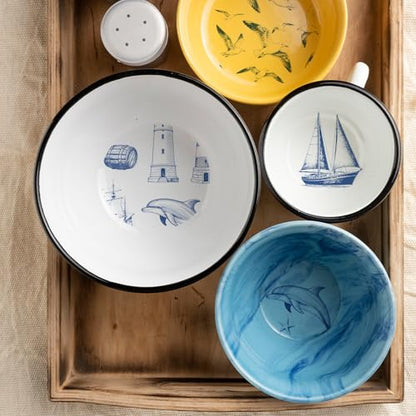 PLIGREAT 5 Pcs Marine Themed Underglaze Transfer for Pottery, 20.5x14.6in Ceramic Clay Transfer Paper Lighthouse Ship Ceramic Decals Blue Under Glaze Transfers for DIY Handicraft Supplies - style: Marine
