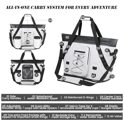 MORXPLOR Insulated Fish Cooler Kill Bag with Flat Bottom-26x18 31x14 40x16 50x18 60x20 70x25 Inches Waterproof Fishing Tackle Kill Cooler Bag - color: Misty-26x18x9