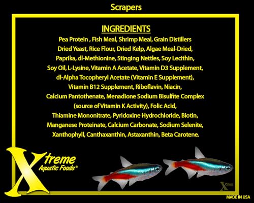 Xtreme Scrapers Wafers - Premium 14mm Fast-Sinking Fish Food – Nutrient & Cellulose Rich Ideal for Nocturnal Feeders, Catfish, Plecostomus Species, and Loaches – USA Farm Grown (64oz) - size: 4 Pound (Pack of 1)
