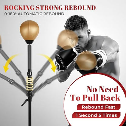 INNOLIFE Reflex Ball Speed Bag Free Standing Boxing Bag with Strong Spring | Adjustable Height Punching Bag for Relief Stress and Home Fitness