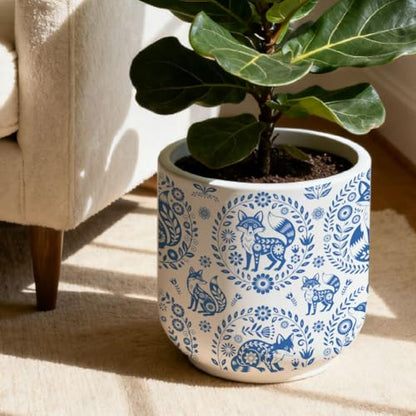 SUPERDANT 5 Sheet Underglaze Transfer Paper Fox Disk Floral Ceramic Decal for Craft Pottery Studio Use Blue 20.5x14.6 Inch - style: Fox Disk Pattern