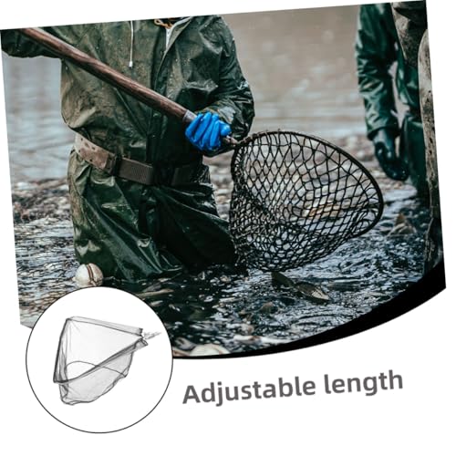 2pcs Foldable Collapsible Fishing Landing Net Heads Stainless Steel Solid Triangular Mesh Replacement for Kayak Freshwater Fish Catching Net Diameter 50cm Depth 30cm Without Handle